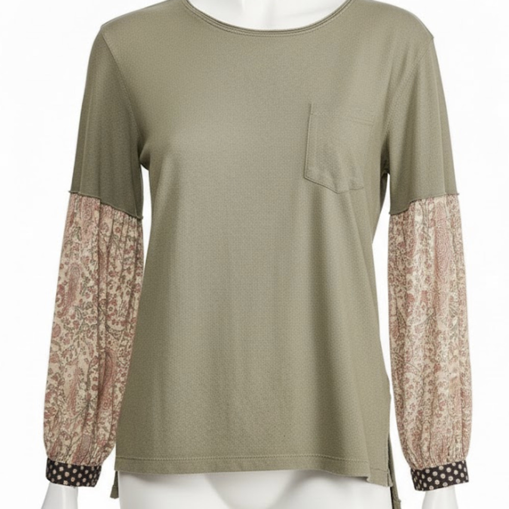 We The Free Free People Shirt XS Brown Tunic Balloon Sleeve Pockets Lightweight